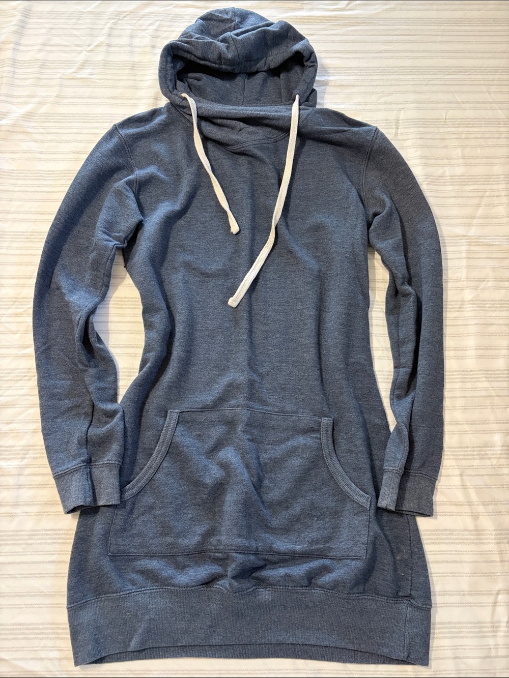 Blue Fleece Long Pullover Hoodie